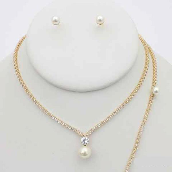 CZ Drop Pendant Necklace Earring Bracelet Set
