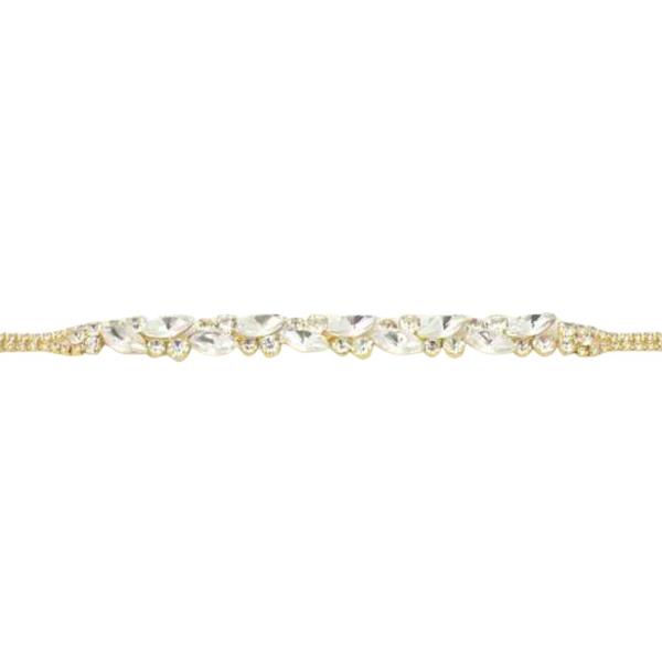 Crystal Stone Leaf Link Chain Bracelet