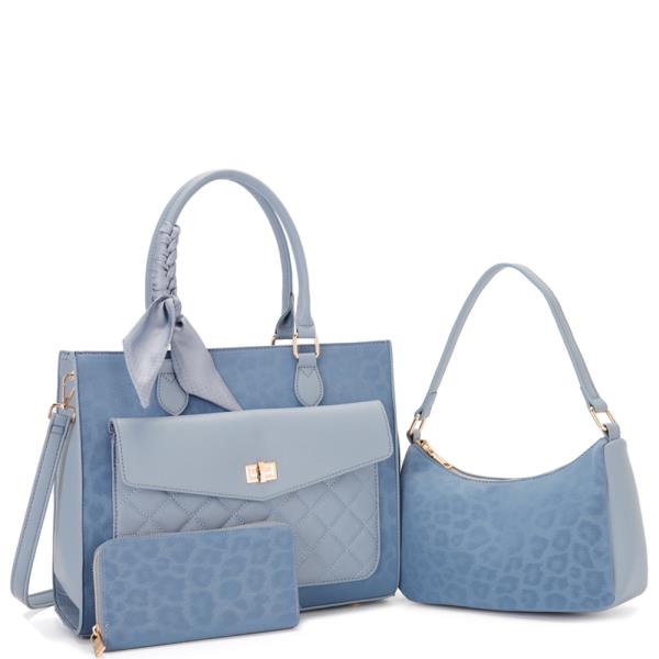 3 In 1 Leopard Tote and Shoulder Bag Wallet Set