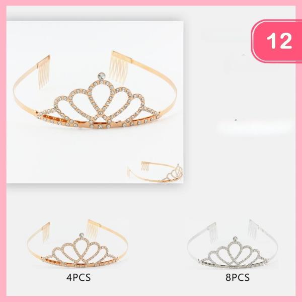 Rhinestone Metal Tiara (12 Units)