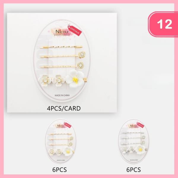 Rhinestone Flower Hair Pin (12 Units)