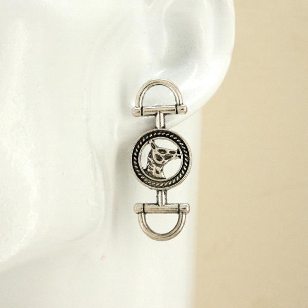 Western Horseshoe Horse Head Drop Earring