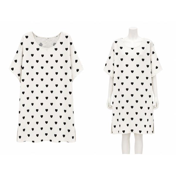 HEART PRINT SHORT SLEEVE LOOSE PAJAMA DRESS