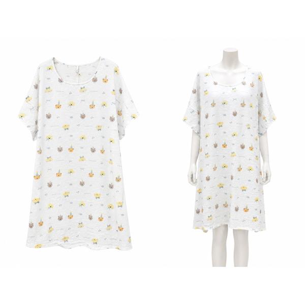 CUTE ANIMAL PRINT SHORT SLEEVE LOOSE PAJAMA DRESS