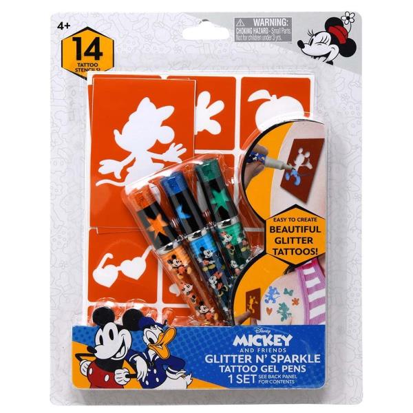 Glitter Tattoo Set 3 Pens 1 Stencil Sheet 2 Stencil