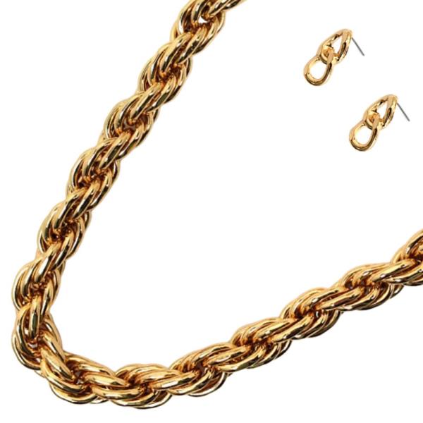 Twist Shape Chain Necklace Earring Set