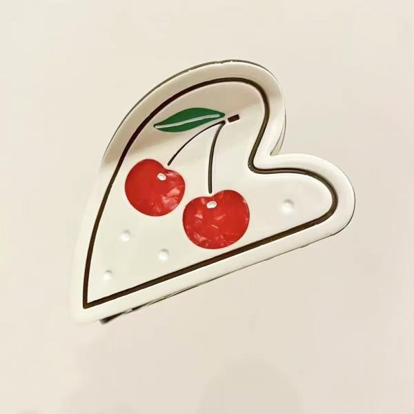 Cherry Heart Hair Claw Clip