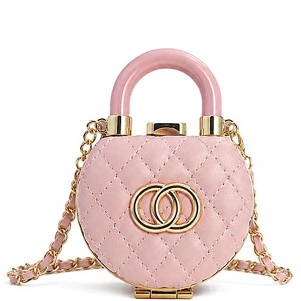 Quilted Design Handle Crossbody Bag
