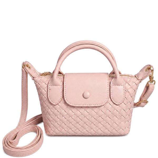 Quilted Woven Design Handle Crossbody Bag