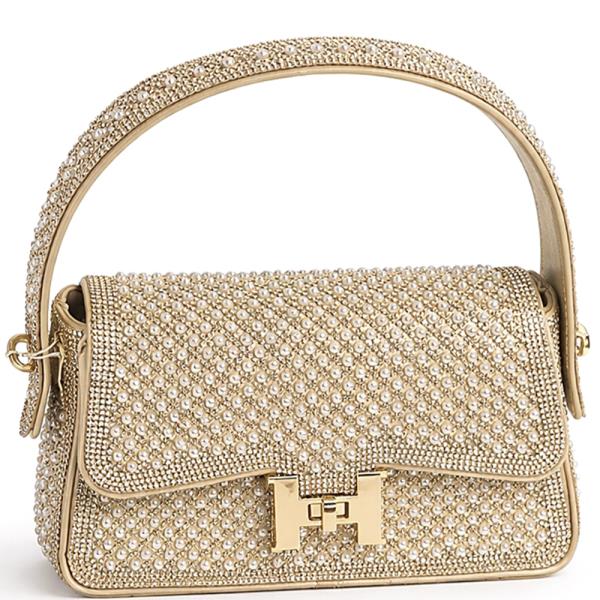 Rhinestone Design Handle Evening Bag