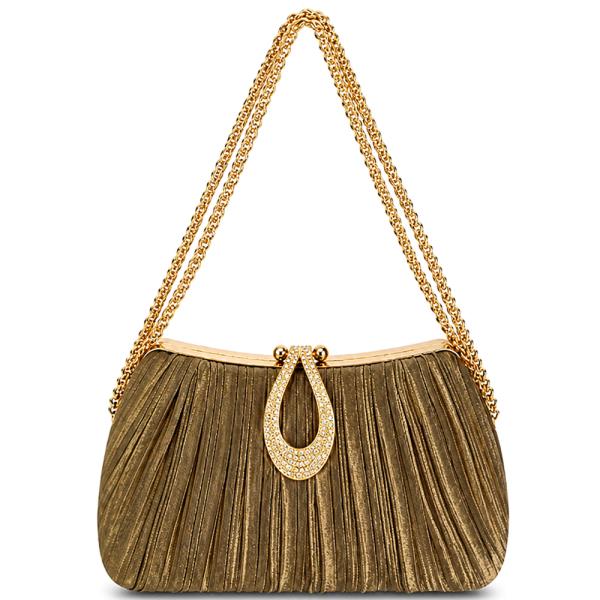 Pleated Rhinestone Clasp Design Evening Bag