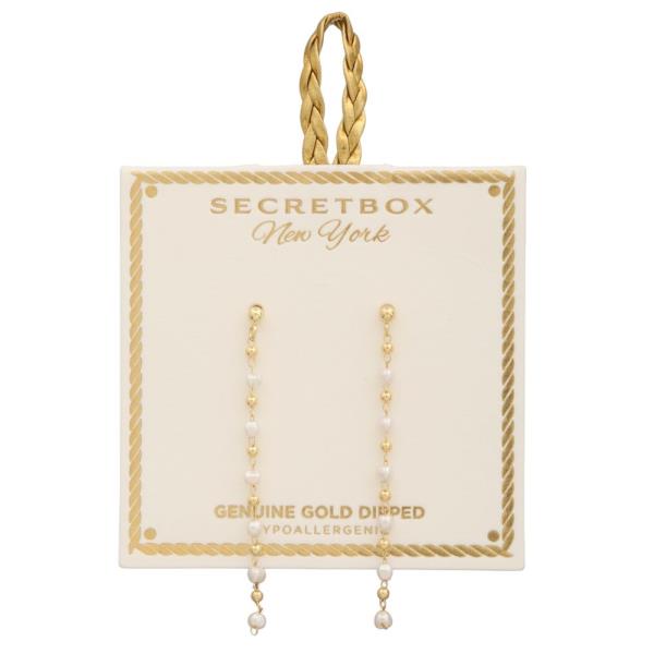 SECRET BOX Gold Dipped Pearl Chain Earring