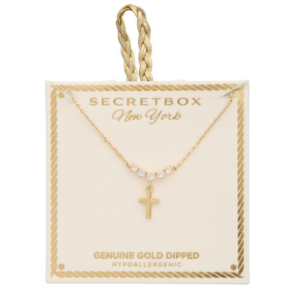 SECRET BOX GOLD DIPPED CROSSCZ BAR NECKLACE