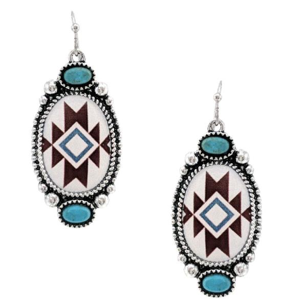 Aztec Western Print Semi Stone Earring