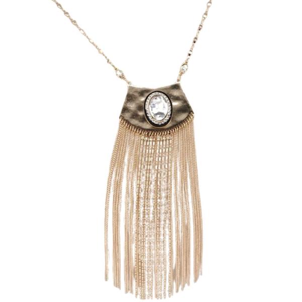 Rhinestone Chain Tassel Pendant Necklace