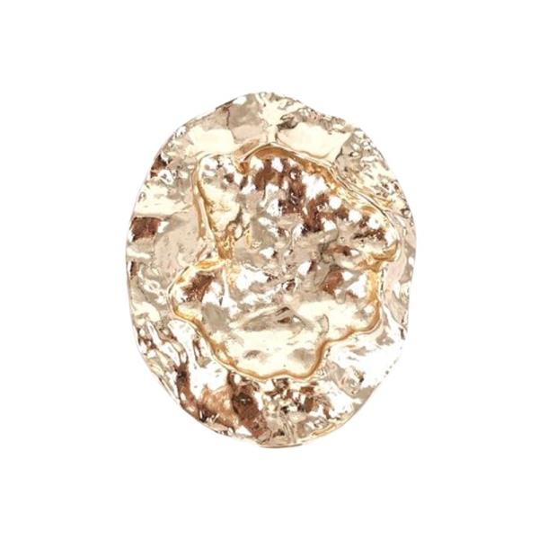 METAL HAMMERED OVAL BROOCH