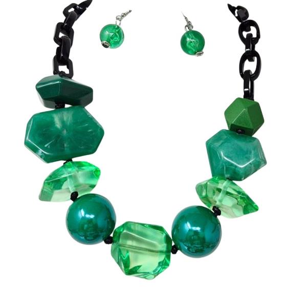Acrylic Chain Statement Necklace Earring Set