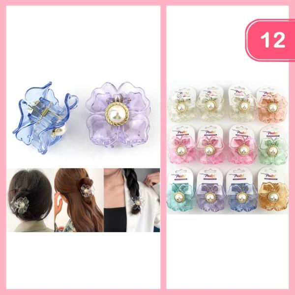Clear Flower Hair Claw Clip (12 Units)