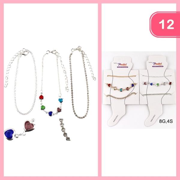 Heart Chain Ball Chain Anklet (12 Units)