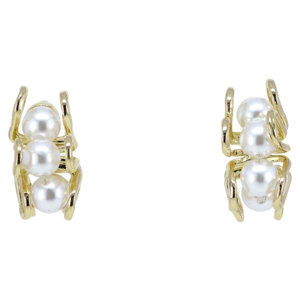 Pearl Metal Huggie Earring