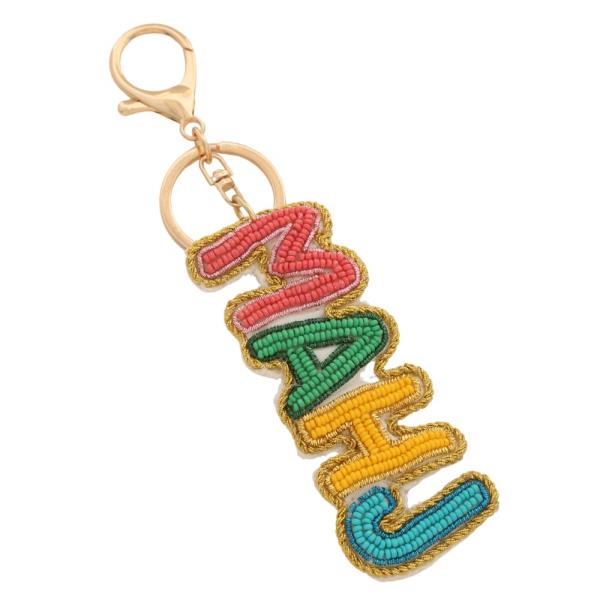 SEED BEAD MAHJ BAG CHARM KEYCHAIN