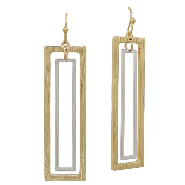 Double Rectangular Metal Fish Hook Earring