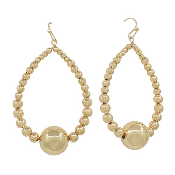 Teardrop Wire CCB Body 14mm Metal Ball Earrings
