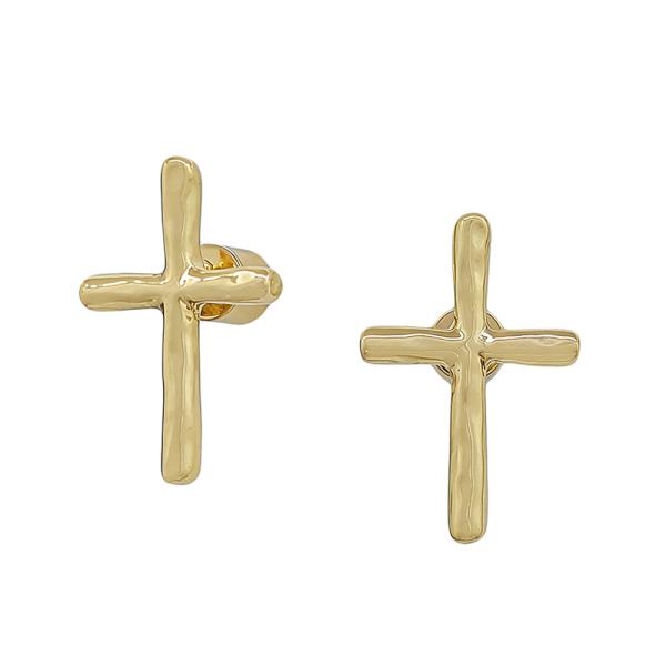 20mm Hammered Texture Metal Cross Shaped Stud