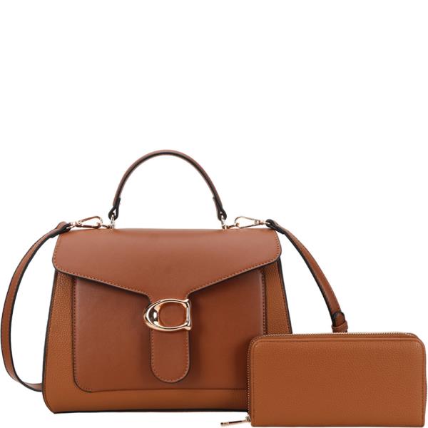 2IN1 Faux Leather Top Handle Satchel Bag Wallet