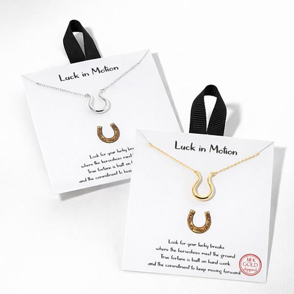 18K Gold Dipped Luck Motion Horseshoe Necklace