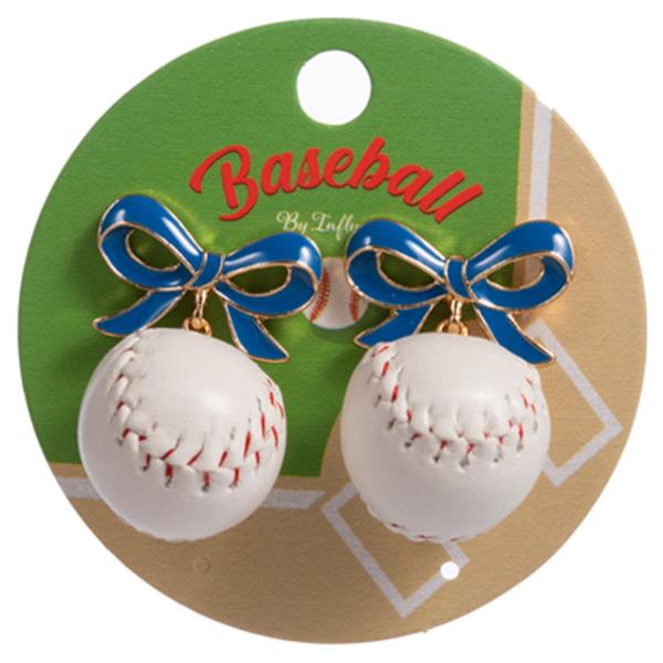 Bow W Baseball Titanium Post Earring