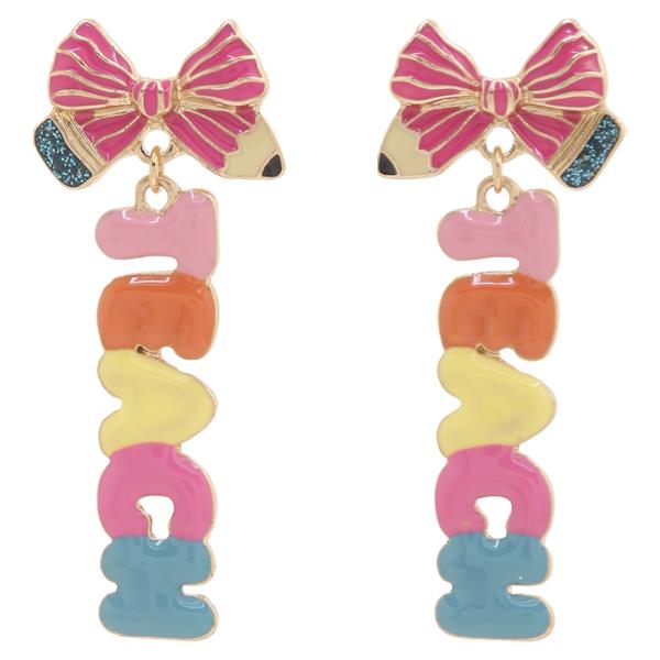 Pencil Bow W Teach Titanium Post Earring