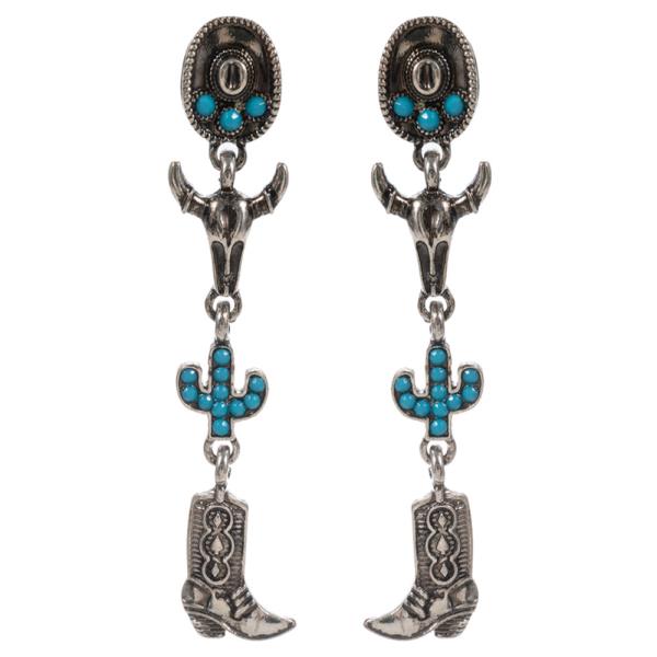 Western Icon Metal Charm W Faux Stone Earring