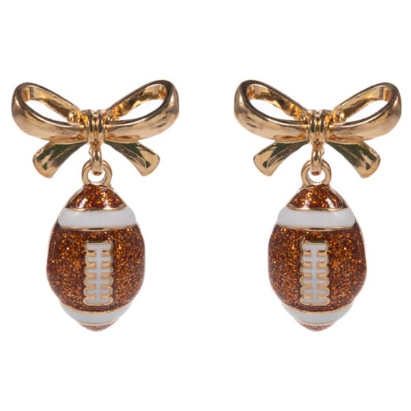 Bow with Football Titanium Post Earring