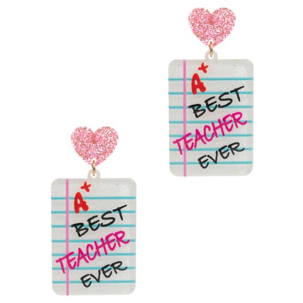 Heart Note Acetate W Teachers Day Prints Earring