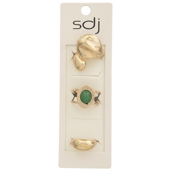 SDJ Oval Stone Sculpted Multi Ring Set