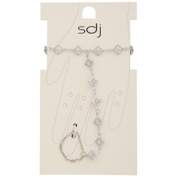 SDJ Crystal Cut Hand Chain Bracelet