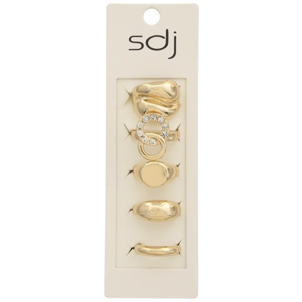 SDJ Rhinestone Metal Mix Multi Ring Set