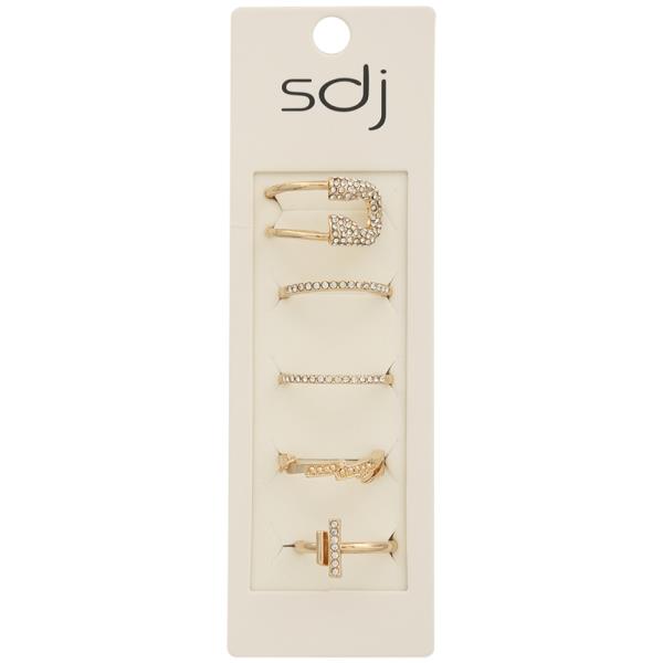 SDJ Rhinestone Metal Multi Ring Set