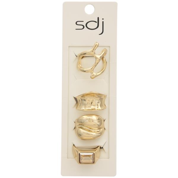 SDJ Metal Shape Gem Multi Ring Set