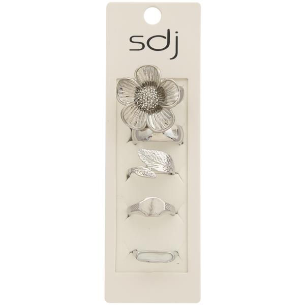 SDJ Flower Leaf Mix Design Multi Ring Set