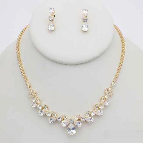 CZ Stone Necklace Earring Set