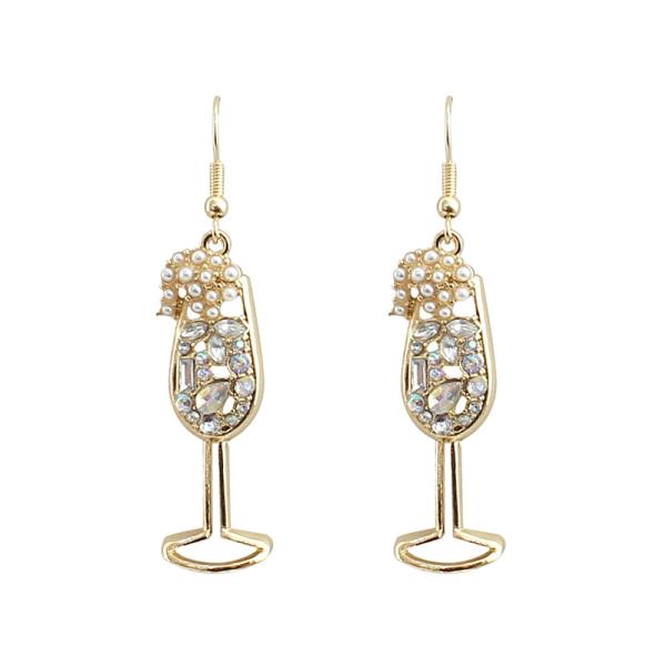Rhinestone Pearl Champagne Earrings