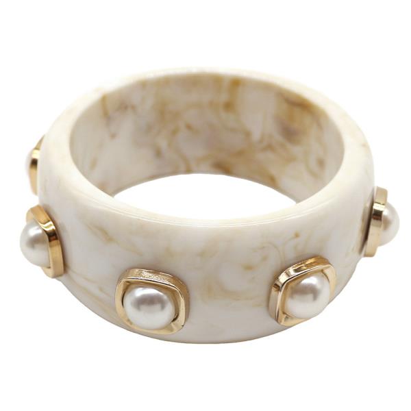 Acrylic Pearl Bangle Bracelet
