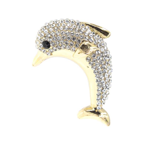 DOLPHIN PAVE CRYSTAL BROOCH
