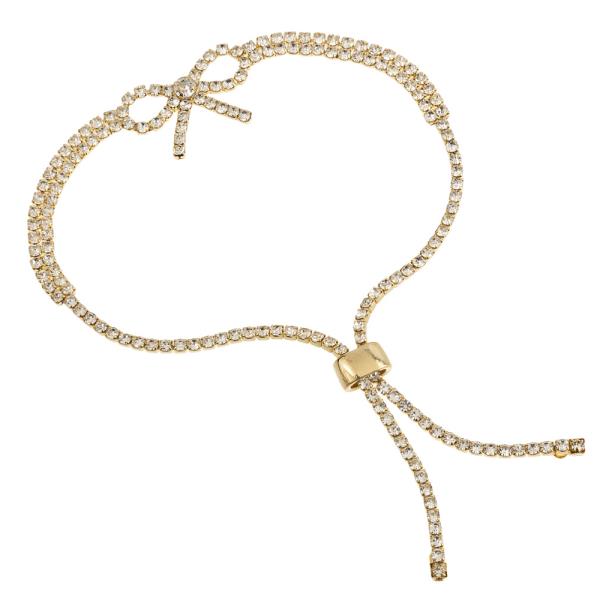 Rhinestone Bow Slide Bracelet