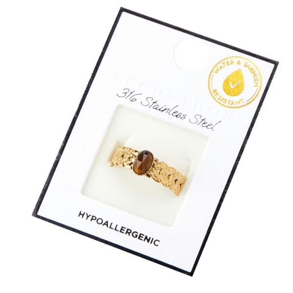 Stainless Steel Gem Ring