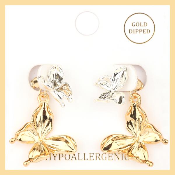 Metal Butterfly Post Earring