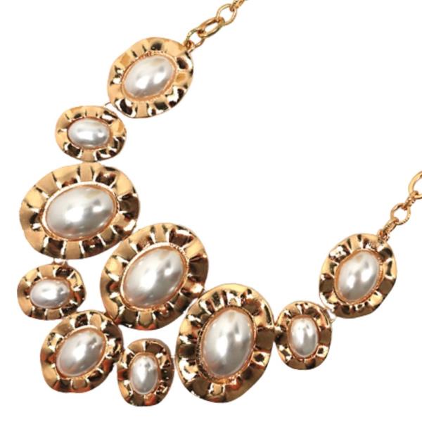Metal W Pearl Chunky Necklace