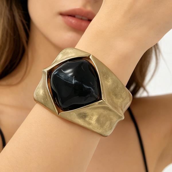Metal Resin Square Cuff Bracelet